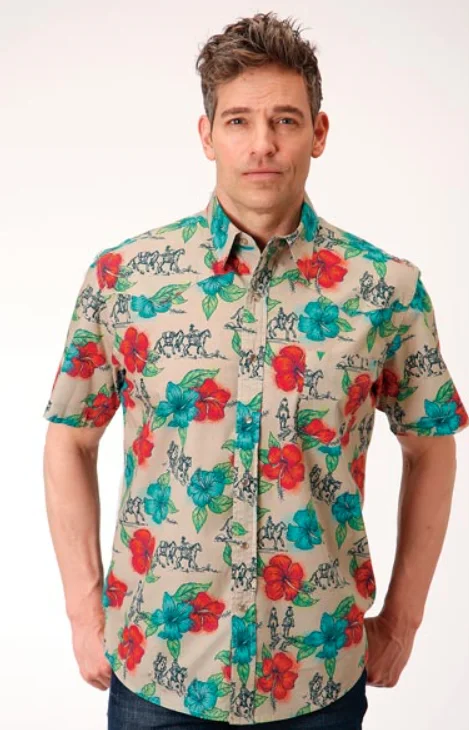 Stetson Men's Short Sleeve Hawaiian Western Snap Shirt