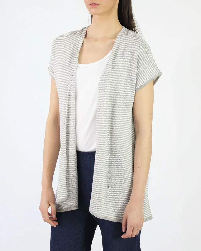 Striped Short Sleeve Knit Summer Cardigan