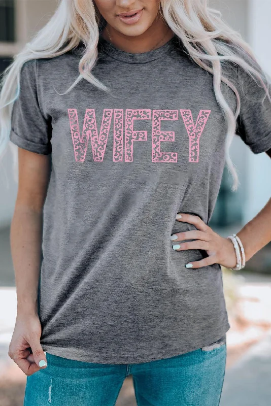 Hazel Blues® | WIFEY Leopard Graphic Short Sleeve Tee