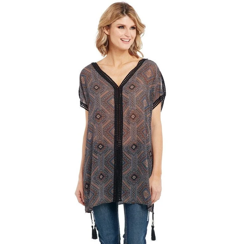 Cowgirl Up Western Shirt Womens Short Sleeve Geometric Print CG90909