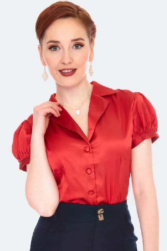 Satin Short Sleeve Blouse