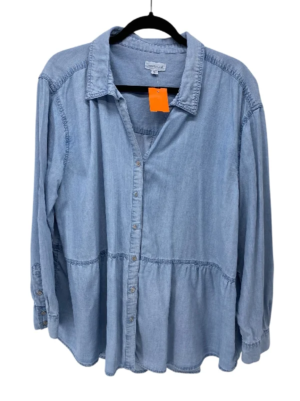 Westbound Misses Size XL Denim LS Blouse