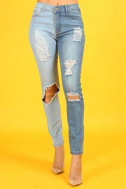 Anicoletta's Two-Tone Denim High Waisted Jeans