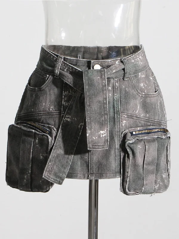 Cargo Denim Mini Skirt