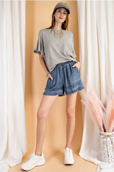 Easel Lovesick Washed Denim Short