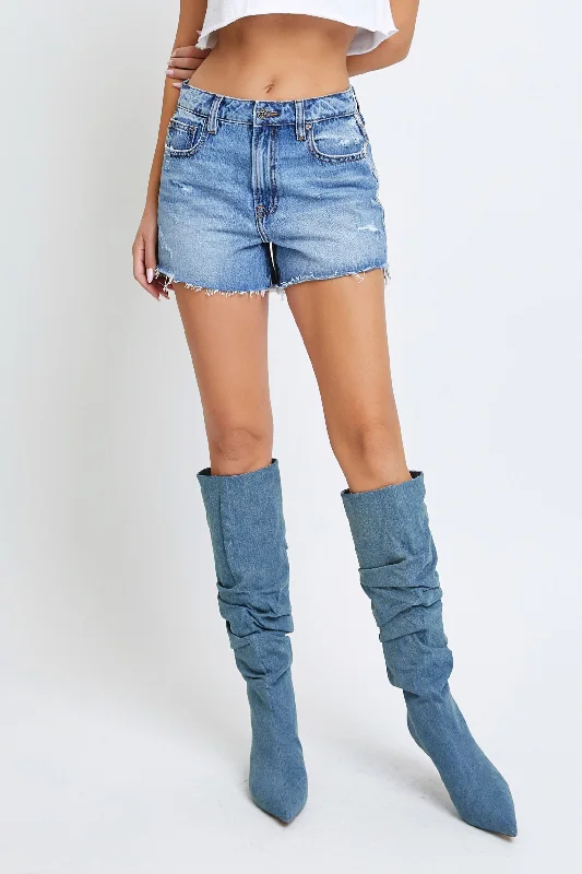 Hidden Jeans Finn High Rise Denim Shorts With Rhinestone Side Detail