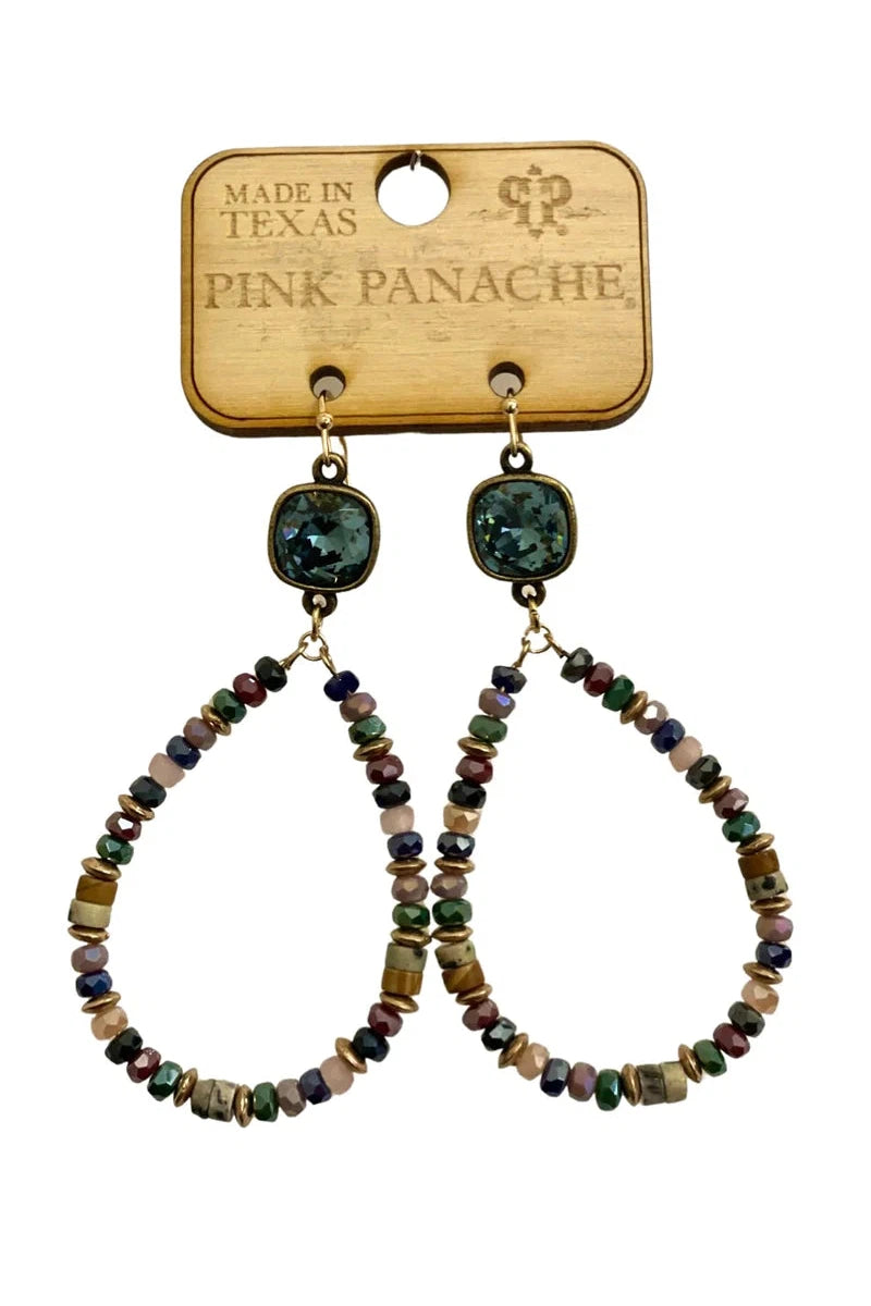 Pink Panache Bronze Denim Blue Multi Colored Teardrop Earring