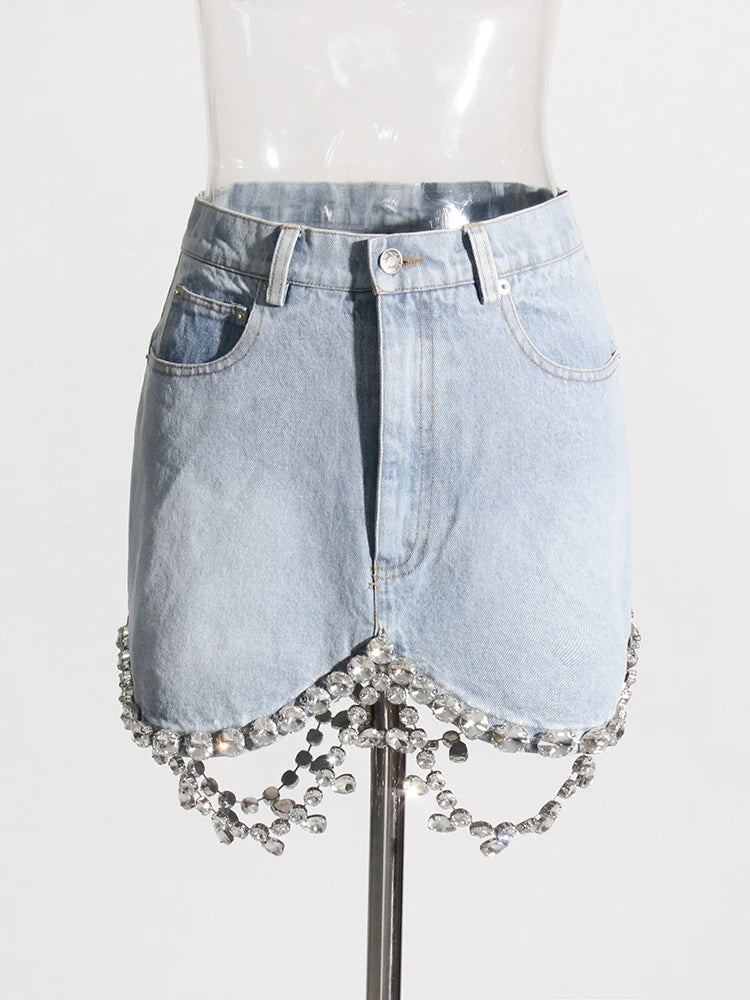 Rhinestone Denim Skirt