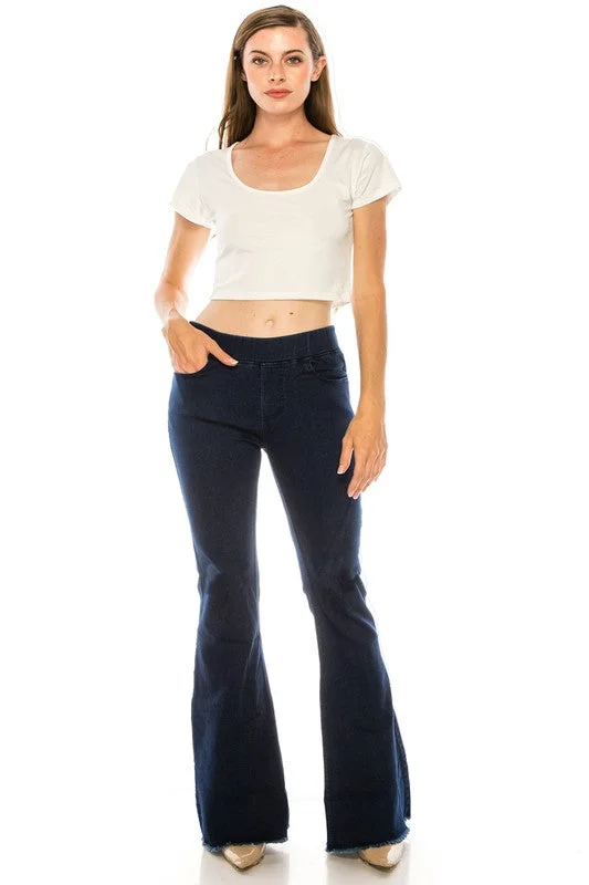 The Pull-On Bell Bottom Flare Denim Jeggings