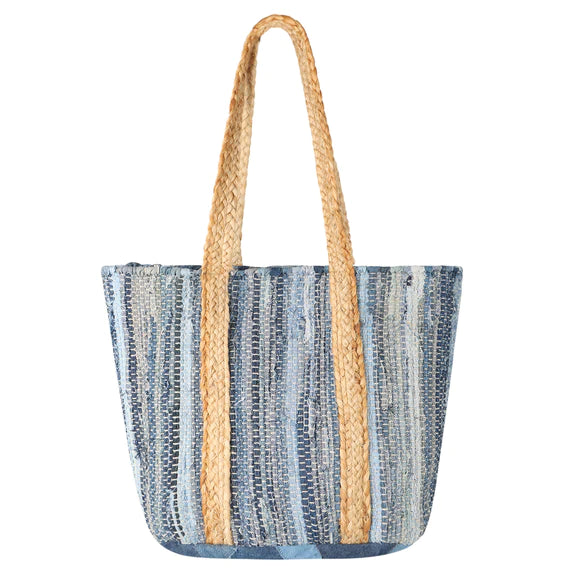 VAAN & CO Tote Bag Denim Jute Handle