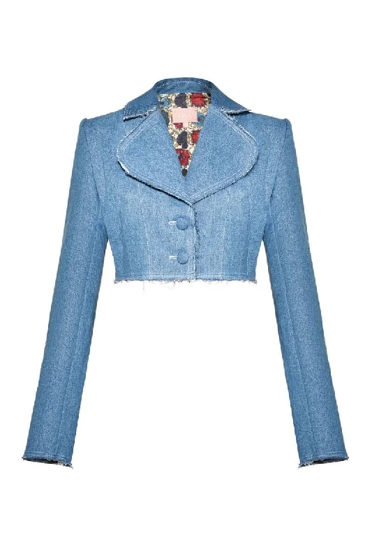 AQUA DENIM CROPPED BLAZER