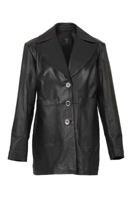 BLACK EZRA LEATHER BLAZER