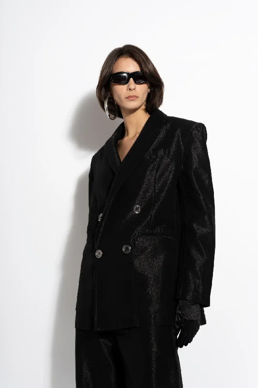 BLACK LUREX OVERSIZED BLAZER