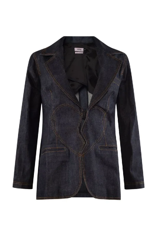 BROKEN HEART DENIM & BROWN SEAM BLAZER