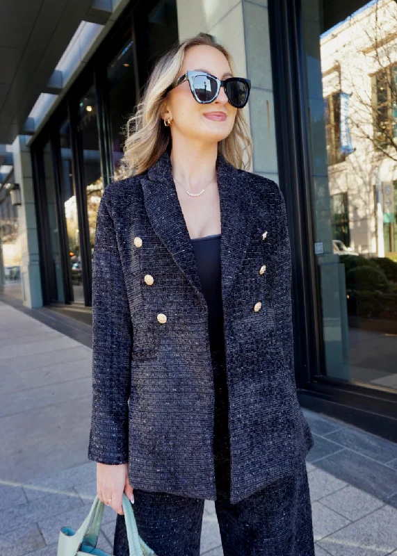 Calvin Blazer Black Boucle Tweed