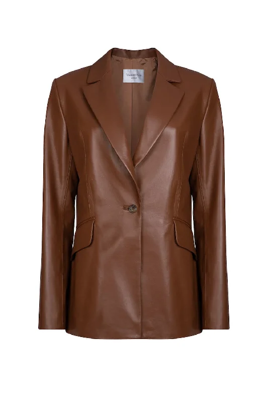 CHESCA OVERSIZED LEATHER BLAZER