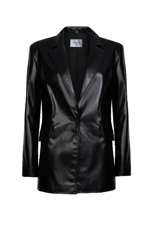 CHESCA OVERSIZED LEATHER BLAZER