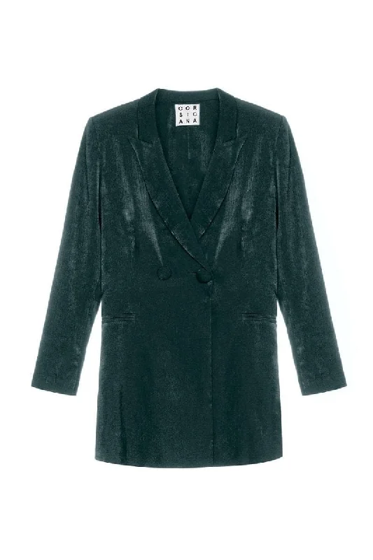 EMERALD GREEN SATIN CARYL SUIT BLAZER