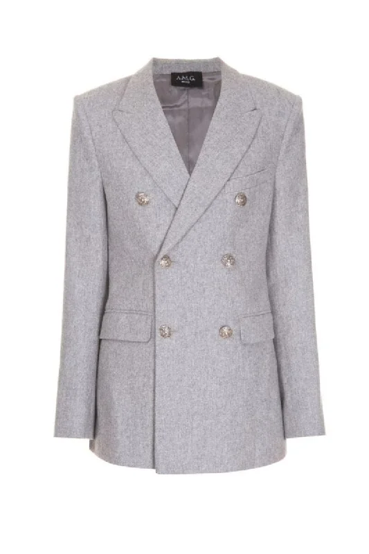 GRAY DOUBLE-BREASTED WOOL JACKET