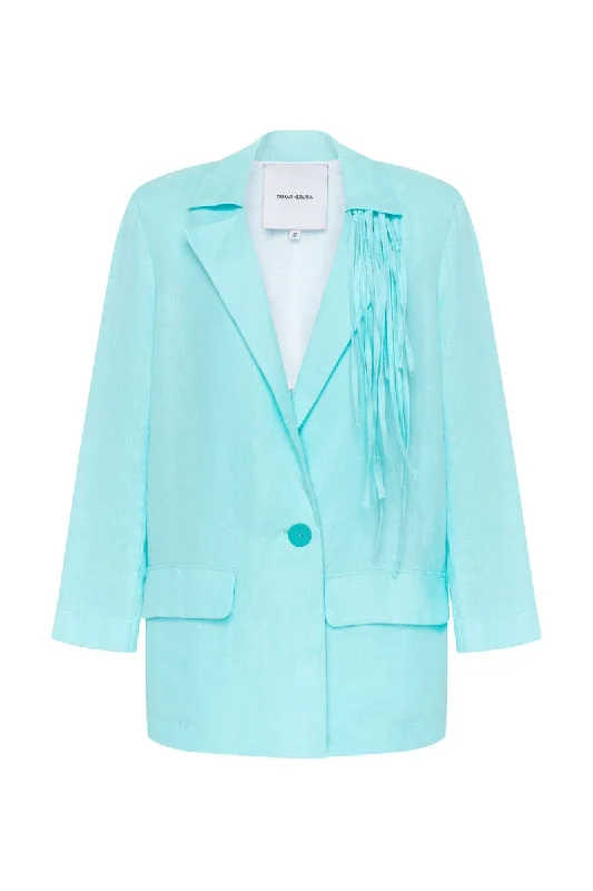 LIGHT TURQUOISE OVERSIZED SINGLE-BREASTED BLAZER