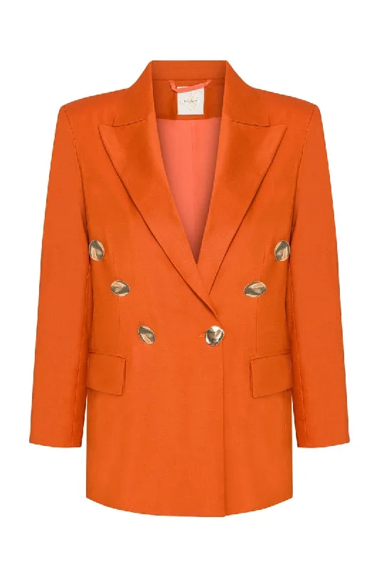 ORANGE DOUBLE-BREASTED WOOL-BLEND BLAZER