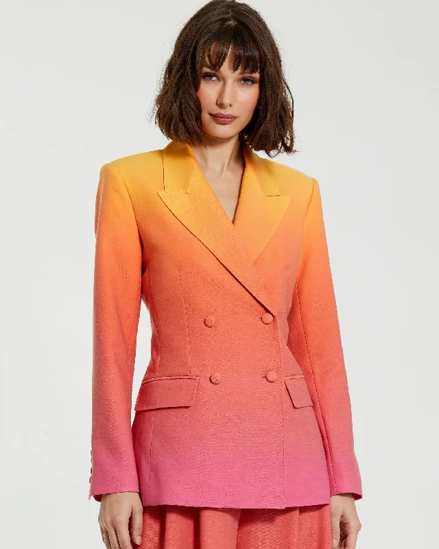 Double Breasted Crepe Sunset Ombre Blazer - FINAL SALE