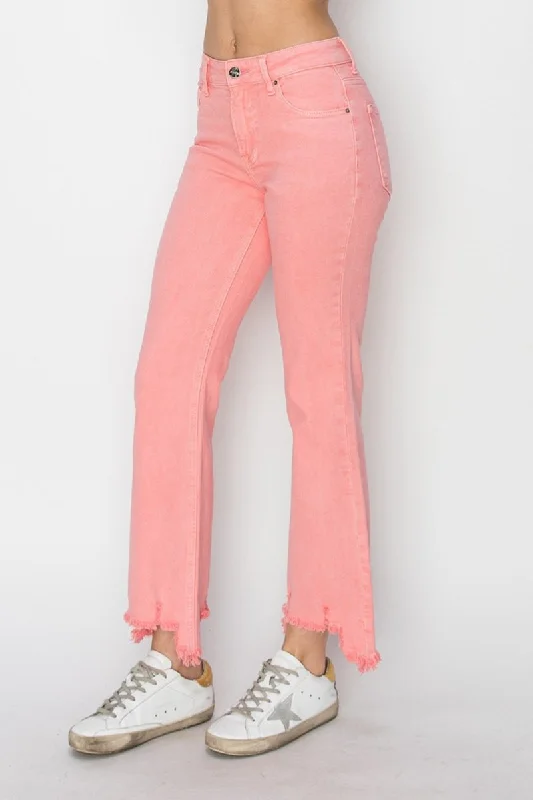 Peach "RISEN" Fringe Bootcut Denim