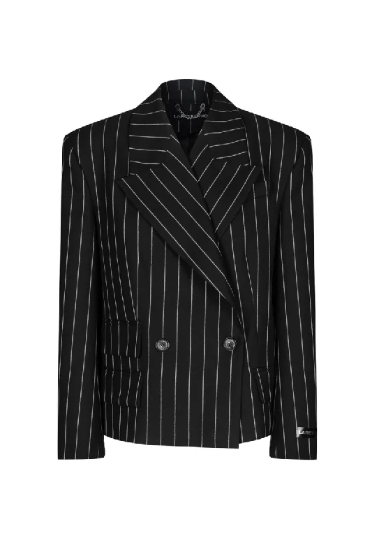 ROCCA STRIPED DOUBLE BREASTED BLAZER