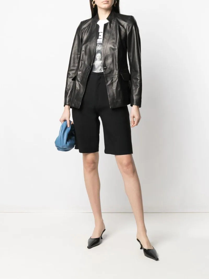 Suprema Nero Leather Blazer