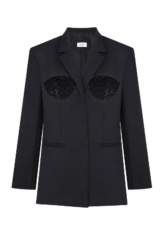 TAILORED SPIRAL BLACK BLAZER