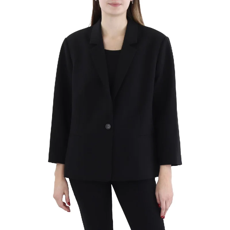 Vince Womens Solid Workwear One-Button Blazer