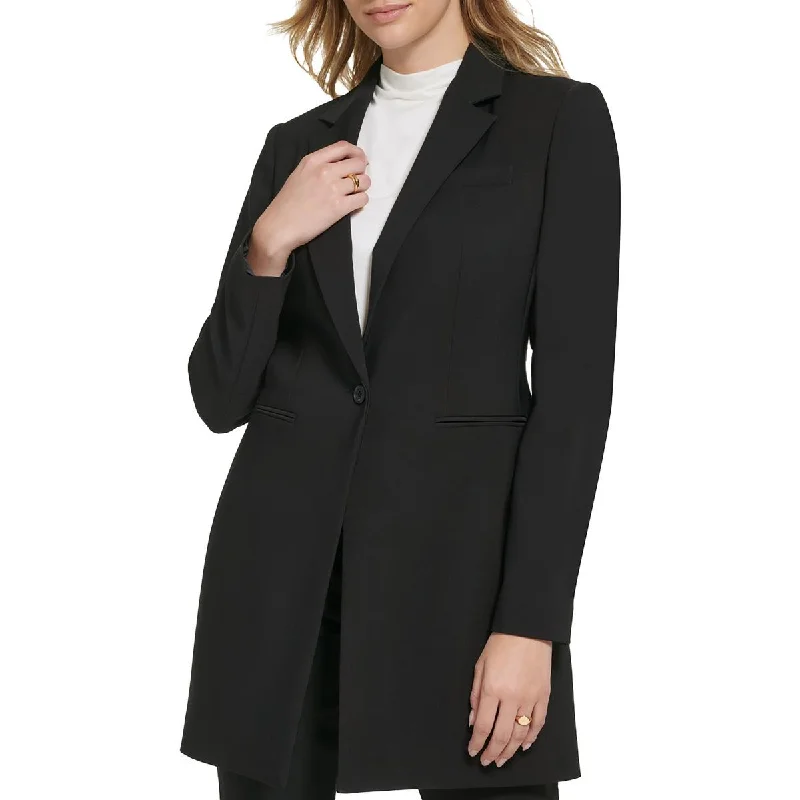 Calvin Klein Womens Long Office One-Button Blazer