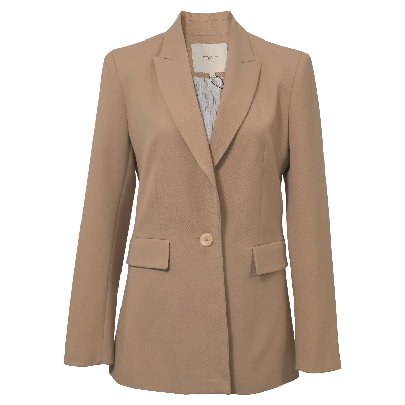 Maje Single Breasted Blazer in Beige Polyester