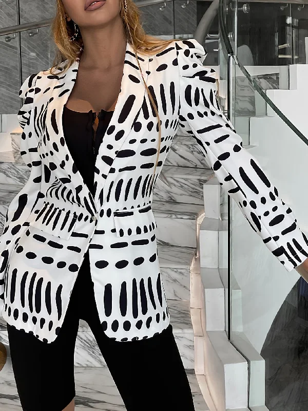 Sexy Geometric Print Casual Colorblock Long Sleeve Fashion Loose Blazer Outerwear