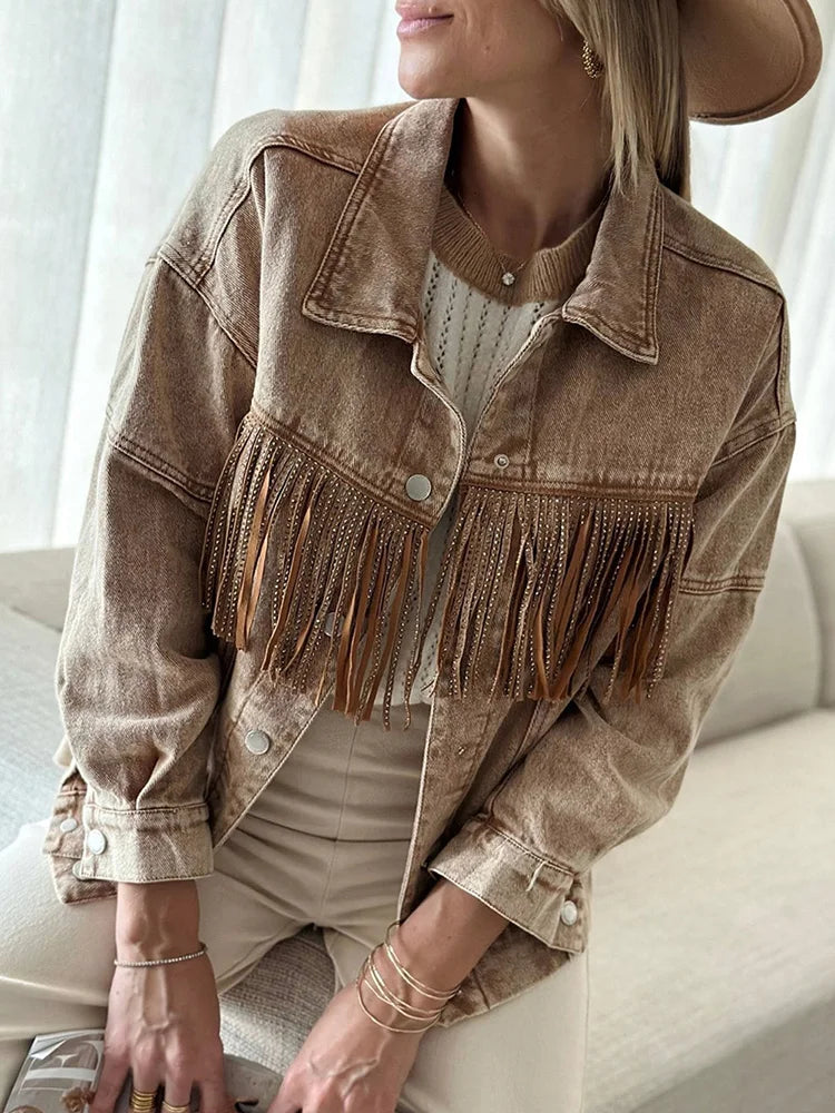 Fringed Denim Jacket for Boho Fall Style