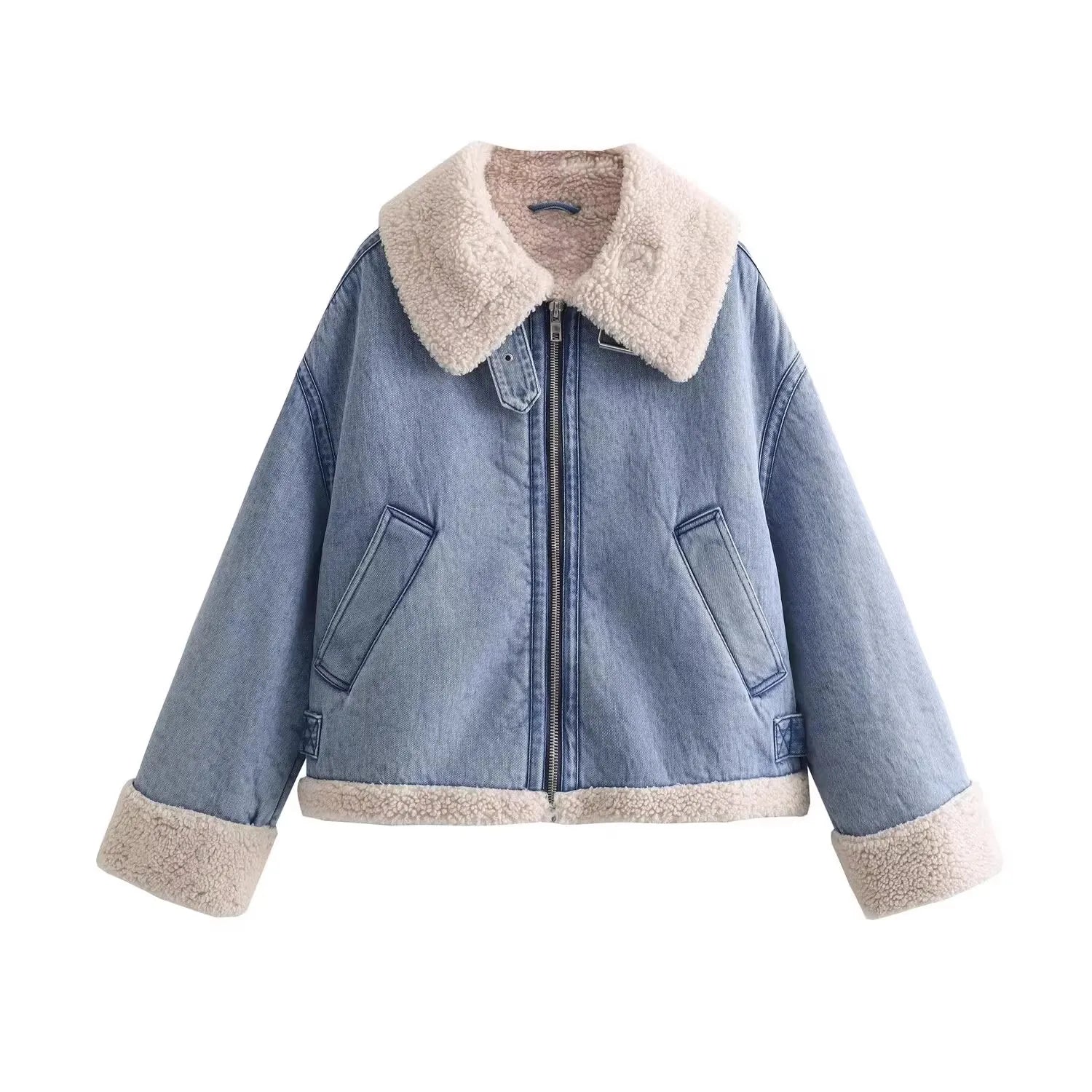 Women's Winter Fleece-Lined Denim Jacket